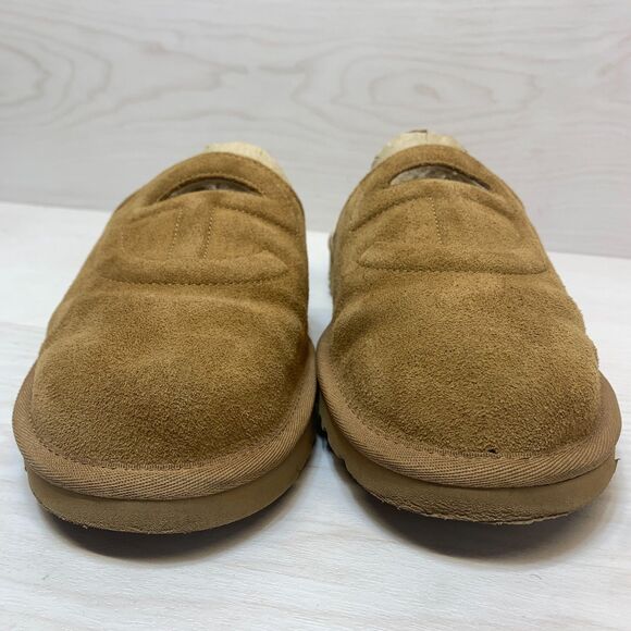 UGG x‎ Telfar Slipper Men\'s Size 9 Chestnut Logo Suede Sheepskin Lined Slip On main image 8
